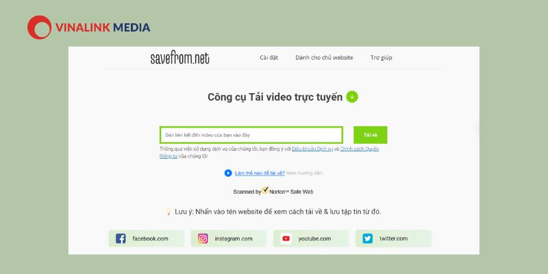 Giao diện của SaveFrom